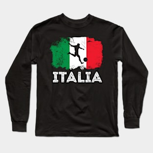 Italian Soccer Grunge Flag Long Sleeve T-Shirt